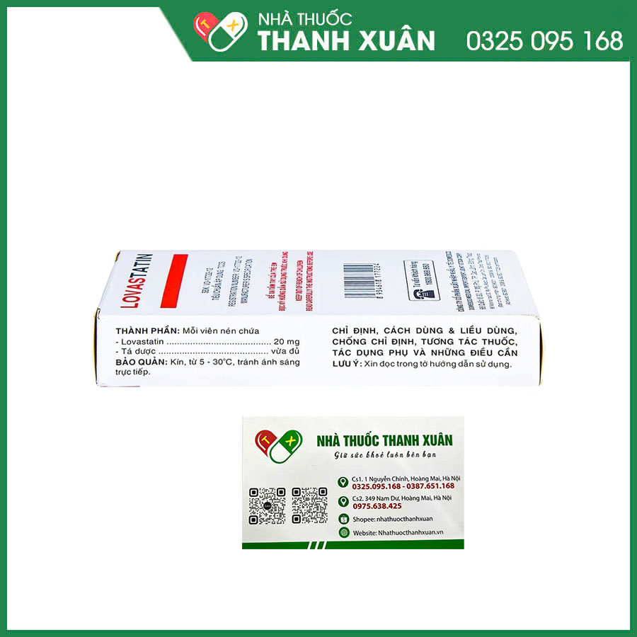Lovastatin 20mg thuốc phòng ngừa biến cố tim mạch và rối loạn lipid máu